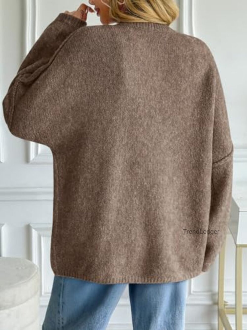 Oversized Chunky Knit Cardigan Long Lantern Sleeve Button Down Cozy Trendy - Picture 4 of 6